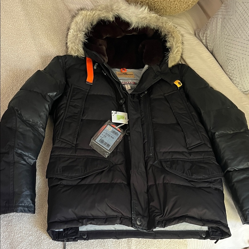 Parajumpers Black Puffer Jacket with Faux Fur Hood